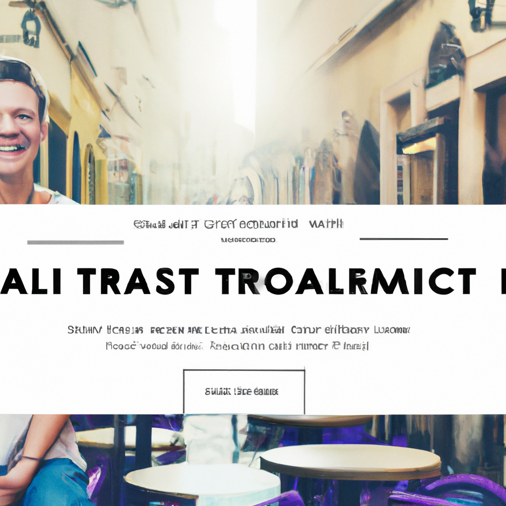 Portrait of a traveler laughing at a street cafe